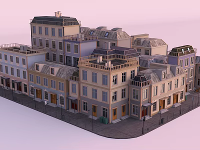 European Urban Agglomeration Ancient Architecture Central European Ancient Architecture Castle House Villa 3d model