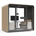 Modern Public Chair In Glass Enclosure With Tables For Co Working Space