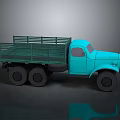 Vintage Blue Truck With Green Cargo Bed And Smooth Ground Reflection