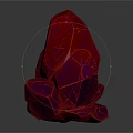 Red Crystal Like Decorative Ornament Set with Polyhedral Geometric Shape and Glossy Surface
