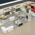 Modern Retail Store in Shopping Mall Featuring Bedding Products and Display Shelves