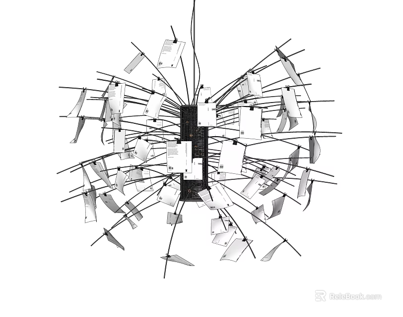 Unique Modern Artistic Chandelier With Abstract Geometric Radial Metal Arm Design 3d model 