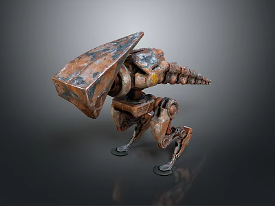 Rusty Mechanical Creature Character With Armored Shell And Multi Legs Design 3d model