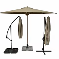 Outdoor Patio Umbrella Featuring Opened Canopy Foldable Designs With Sturdy Base And Stands 3d model