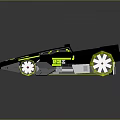 Black Toy Racing Car with Neon Green Accents and White Wheels