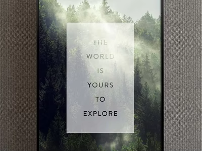 Scenic Landscape Painting With Lush Forest Sunlight And Inspiring Explore The World Quote 3d model