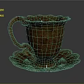 Vintage Copper Cup With Textured Surface Curved Handle And Petal Edge Saucer
