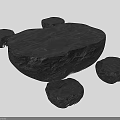 Outdoor Stone Table with Natural Irregular Shape and Matching Round Stools 3d model