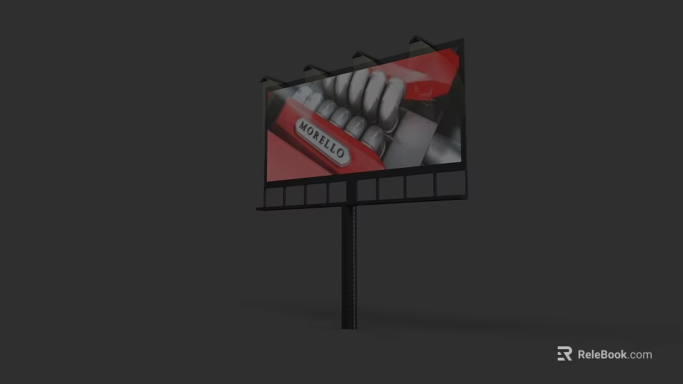 Commercial Street Large Outdoor Billboard Showing Monteci Brand Shoes 3d model 