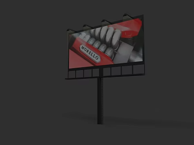 Commercial Street Large Outdoor Billboard Showing Monteci Brand Shoes 3d model