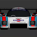 Marchin Racing VAV Shell Sponsored White Racing Car With Rear Wing And Red Blue Stripes