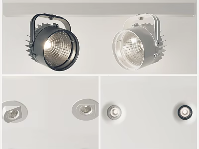 Modern Downlights And Spotlights With Black White Design For Home Ceiling Lighting 3d model