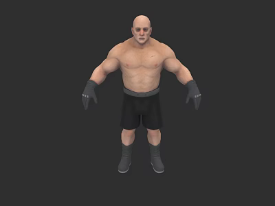 Game and Movie Character Bald Muscular Shirtless With Black Shorts Black Gloves And Gray Boots 3d model