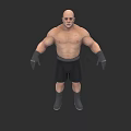 Game and Movie Character Bald Muscular Shirtless With Black Shorts Black Gloves And Gray Boots