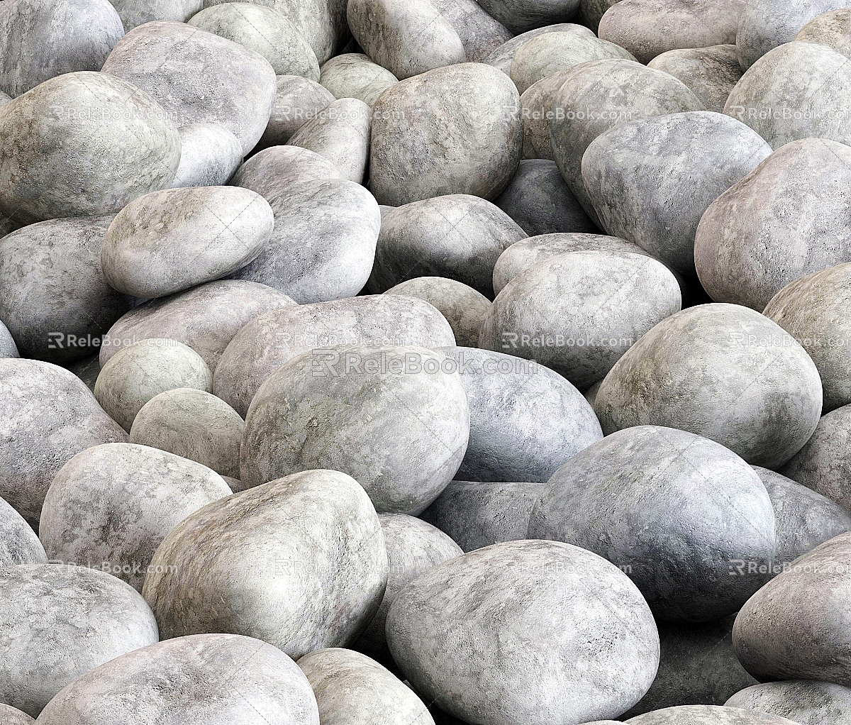 cobblestone stone stone block round stone 3d model