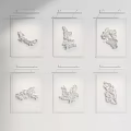 Six Pieces Of Plant Shaped Wall Decor With Lights On Gray Wall