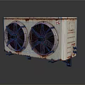 Rusted Industrial Cooling Unit With Dual Fans And Weathered Metal Casing