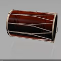 Red Household Decorative Drum With White Surface Wooden Frame And White Binding Ropes