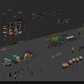 Road Facilities Featuring Street Market Stalls Pedestrians Palm Trees And Outdoor Seating