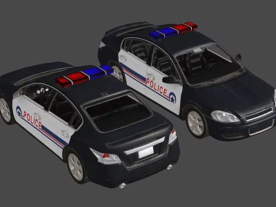 Police Function Vehicles With Red And Blue Roof Lights For Law Enforcement 3d model