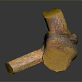 Handmade Brown Wooden Cane With Curved Handle And Natural Grain Texture Design