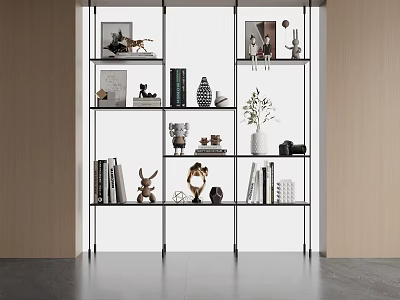 Modern Shelving Unit With Multiple Shelves Displaying Books Decorative Items Small Plants And Ornaments 3d model
