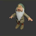 3D Rendered Dwarf Character With Green Hat White Beard And Brown Clothing