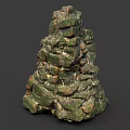Green Layered Rock Formation With Natural Stacked Structure And Rough Texture 3d model
