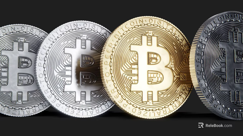 Golden And Silver Bitcoin Coins Decorative Ornament Set For Home Decor 3d model 