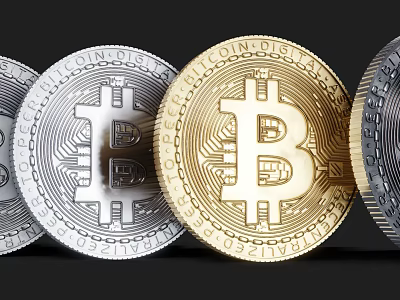 Golden And Silver Bitcoin Coins Decorative Ornament Set For Home Decor 3d model