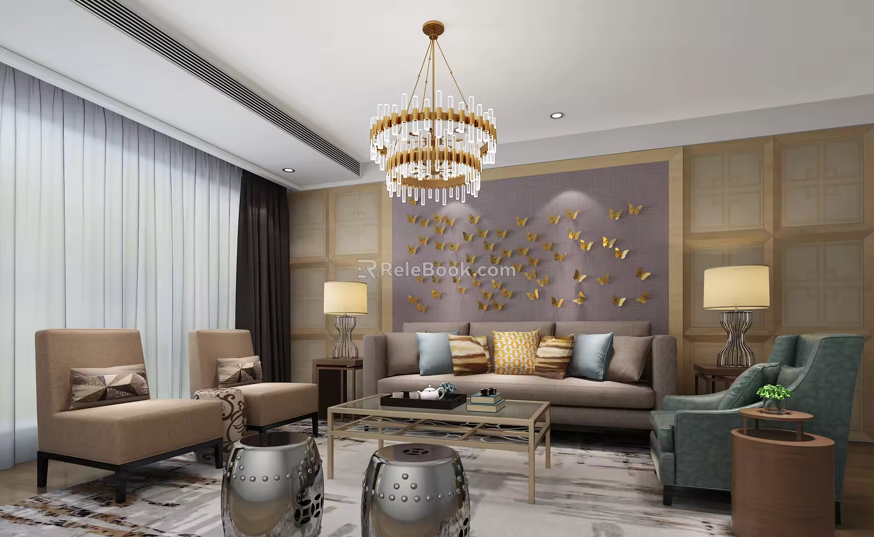 Post-modern reception room 3d model