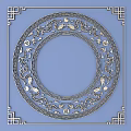 Intricate Circular Decorative Carving With Traditional Patterns On Blue Background 3d model