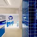Honey Talk Dessert Shop Modern Exterior With Blue Sign And Entrance Design