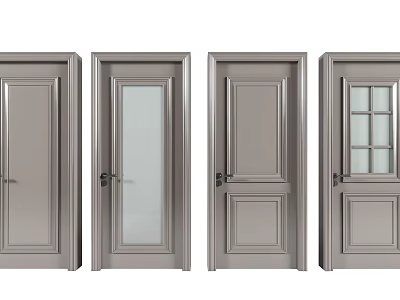 Modern Gray Swing Doors With Different Panel And Glass Designs For Interior Use 3d model