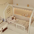 Cozy Kids Room Interior With Slide Bookshelves Storage Units And Cloud Bird Wall Decals