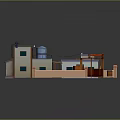 Cartoon Village Scene With Colorful Roof Houses Small Yard Plants And Steps