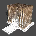 Elegant Modern Wooden Pavilion With Lattice Walls Geometric Patterns And Seating