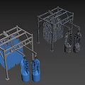 Heavy Duty Industrial Equipment With Metal Frame Structure Hanging Blue Cylinders