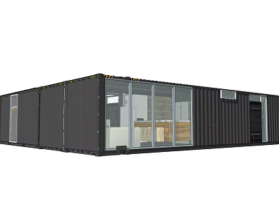 Black Industrial Container Equipment With Glass Windows And Modular Interior 3d model