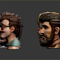 Cartoon Character Heads With Different Hairstyles And Facial Features Arranged In Row With Reflections