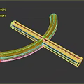 Crossed Fabric Straps With Blue Horizontal Stripes And Orange Edge Trim Design