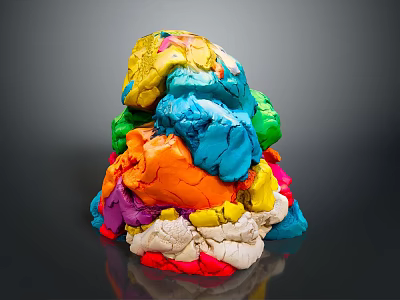 Colorful Clay Pile Stacked With Multiple Bright Colors And Textured Surface On Dark Background 3d model