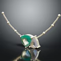 Elegant Fashion Necklace With Gold Beaded Chain And Green White Gemstone Pendant