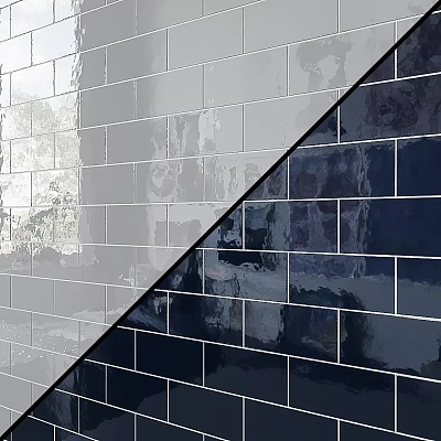 Glossy Two Tone Tile Wall With Diagonal Division 3d model