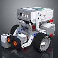 Educational Building Block Robot With Modular Design Wheels And Blue Accent Sensors 3d model