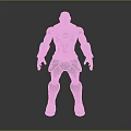 Sci Fi Robot Character with Metallic Armored Body Red Eyes and Muscular Build