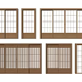 Wooden Sliding Doors With Various Grid Panel Designs For Home Interior Decor 3d model