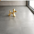 Gray Tile Floor In Modern Interior With Gold Balloon Dog