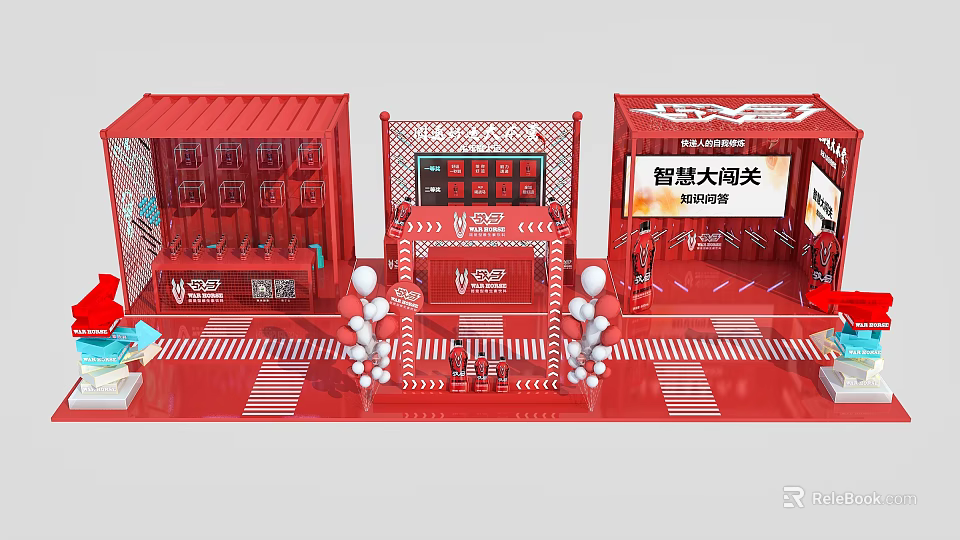 Red Themed Event Setup With Smart Challenge And Time Limited Rush Area 3d model