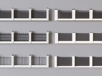 Wrought iron fence aluminum alloy fence courtyard louver railing fence aluminum fence partition 3d model